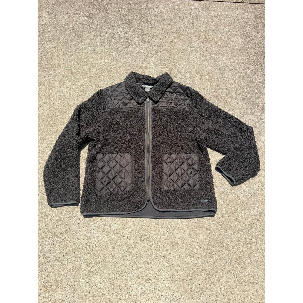 Vintage Natural Reflections Jacket Women Size Large Gray Sherpa Full Zip Quilted